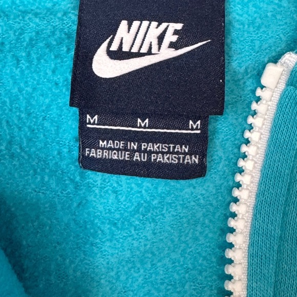 Nike Women's Zip Up Hoodie Aqua Blue Size M Swoosh Logo Cotton Blend - Picture 5 of 6